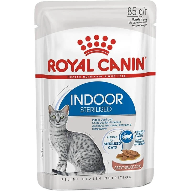 Royal canin Indoor sterilisierte Lappen in Sauce - Alleinfuttermittel für erwachsene sterilisierte Hunde 85 gr
