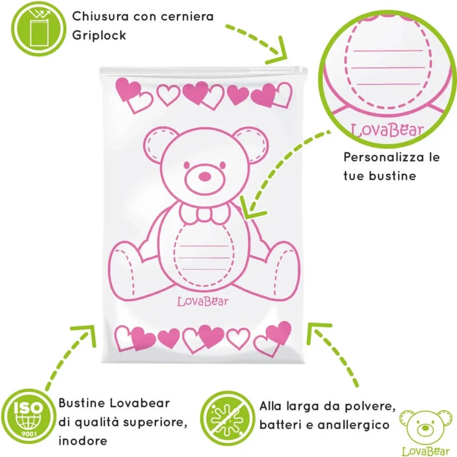 Lovabear 6 plicuri layette - urs roz