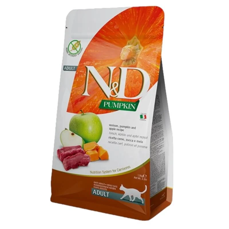 Farmina N&d pumpkin adult mit Hirschkürbis und Apfel - Alleinfuttermittel für ausgewachsene Katzen 300 gr