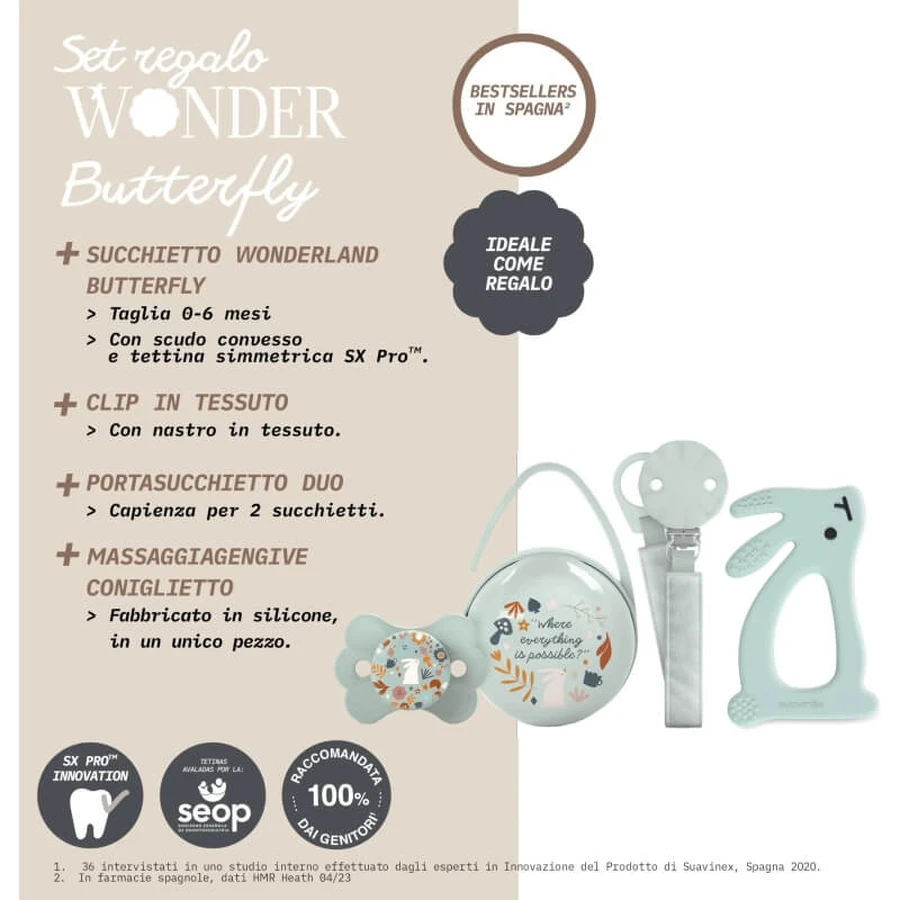 Suavinex Wonderland - set cadou 4 piese pentru copii - albastru deschis