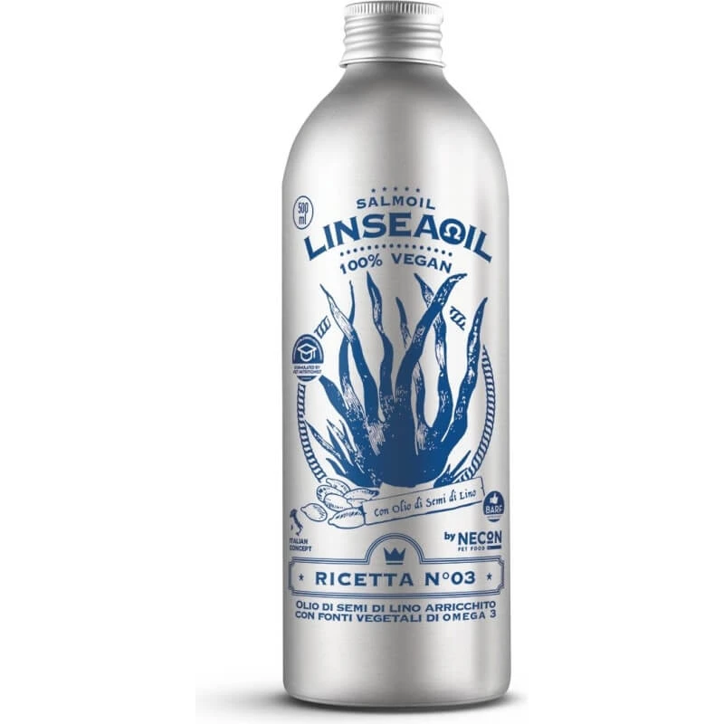 Necon Tiernahrung Salmoil linseaoil Rezeptur Nr.03 - Ergänzungsfuttermittel für Hunde und Katzen 500 ml