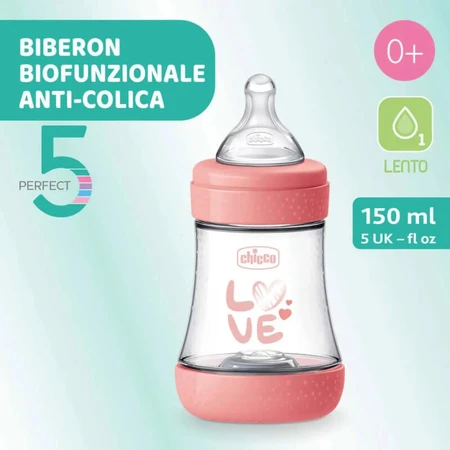 Chicco perfect 5 rosa - biberón flujo lento 150 ml