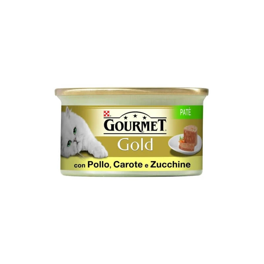 Purina gourmet gold pate kip wortel en courgette - volledige voeding voor volwassen katten 85 gr