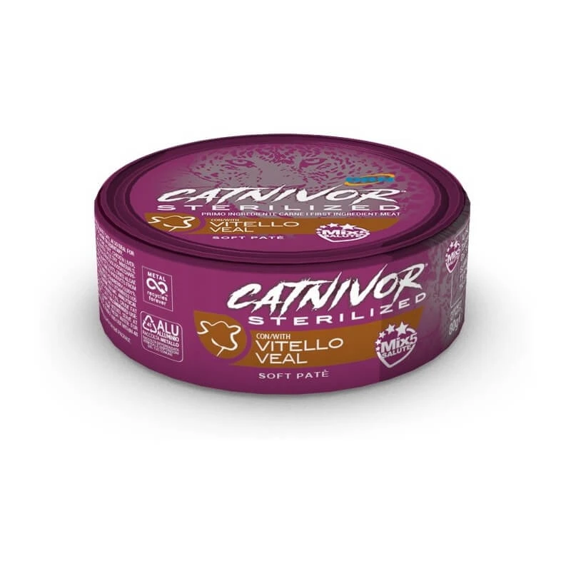 Drn Catnivor sterilisiertes Kalb - Alleinfuttermittel für erwachsene kastrierte oder sesshafte Katzen 80 g