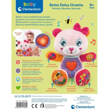 Clementoni Betta sweet bear - interactive talking plush toy 6+ months