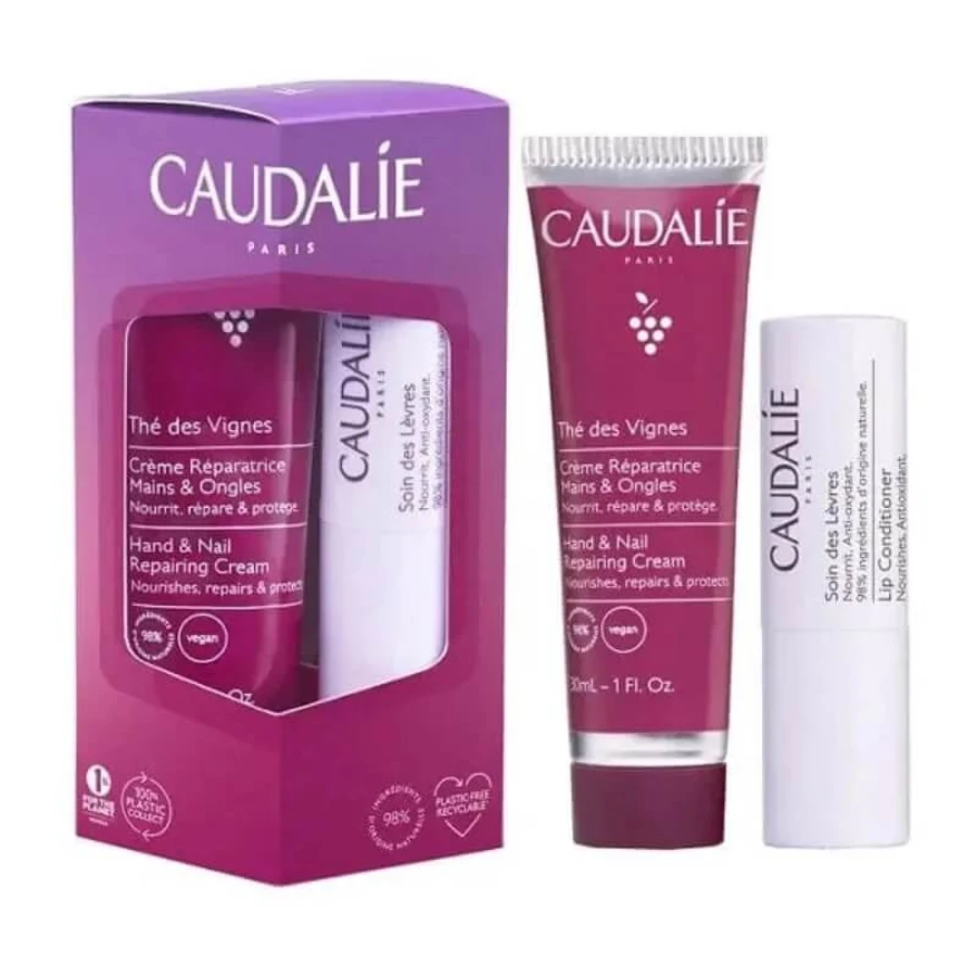 Set duo pentru mâini și buze Caudalie Thé des vignes - cremă de mâini 30 ml + lip stick 4,5 ml