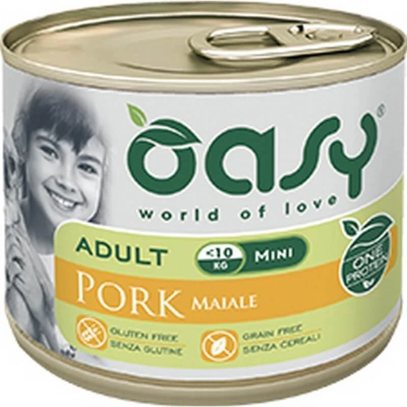 Oasy Adult mini pork - Alleinfuttermittel für kleine erwachsene Hunde 200 gr