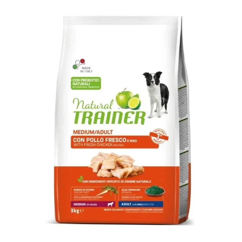 Natural Trainer Medium Adult frisches Huhn und Reis - Alleinfuttermittel für mittelgroße ausgewachsene Hunde 3 kg