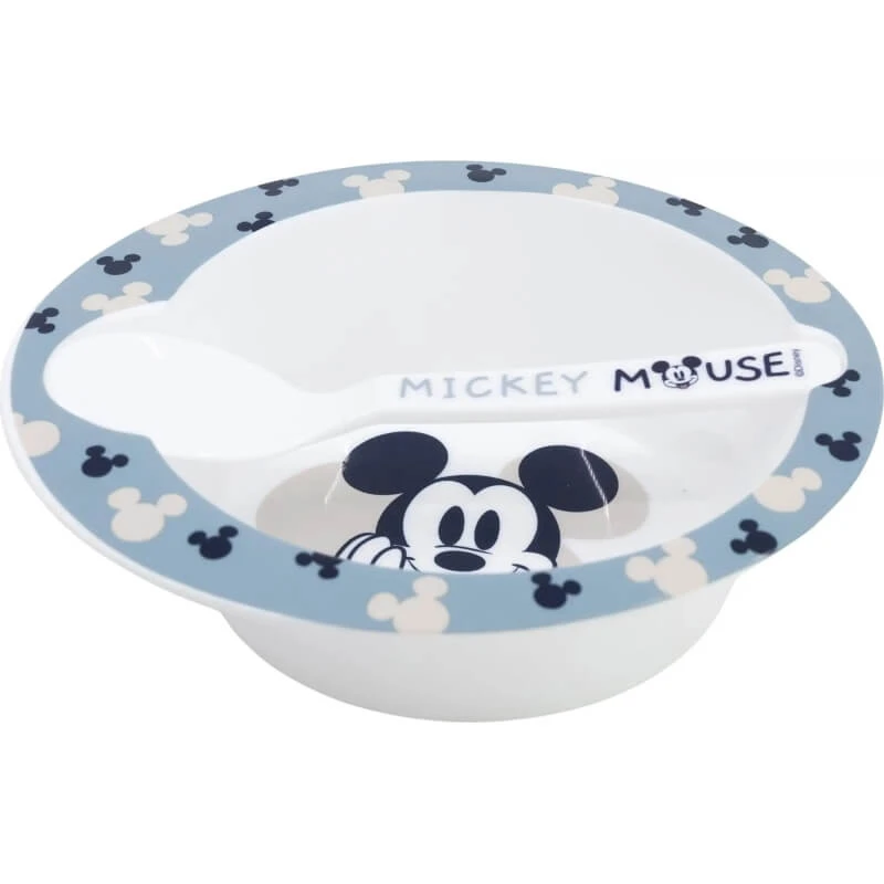 Stor Mickey Mouse - Teller und Löffel Set 10m+