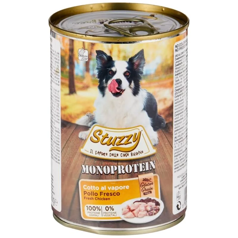 Schesir Stuzzy Monoprotein frisches Huhn - Alleinfuttermittel für ausgewachsene Hunde 400 gr
