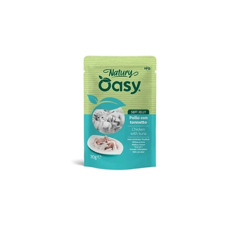 Oasy Wet cat natury soft jelly chicken with tuna - Ergänzungsfuttermittel für ausgewachsene Katzen 70 gr
