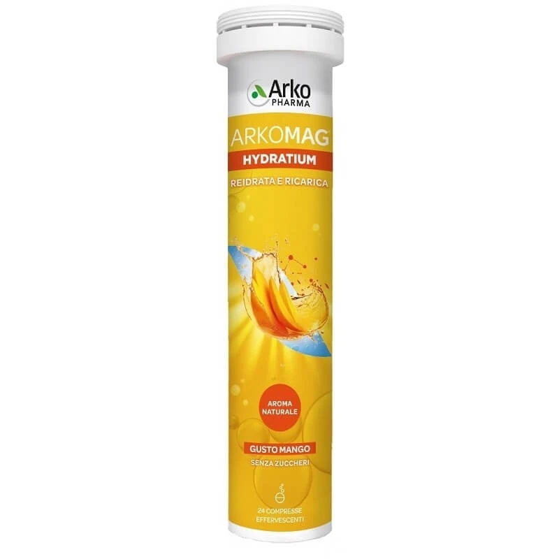 Arkomag hydratium 24 Brausetabletten mit Mangogeschmack - Nahrungsergänzungsmittel für Elektrolytgleichgewicht und Müdigkeit