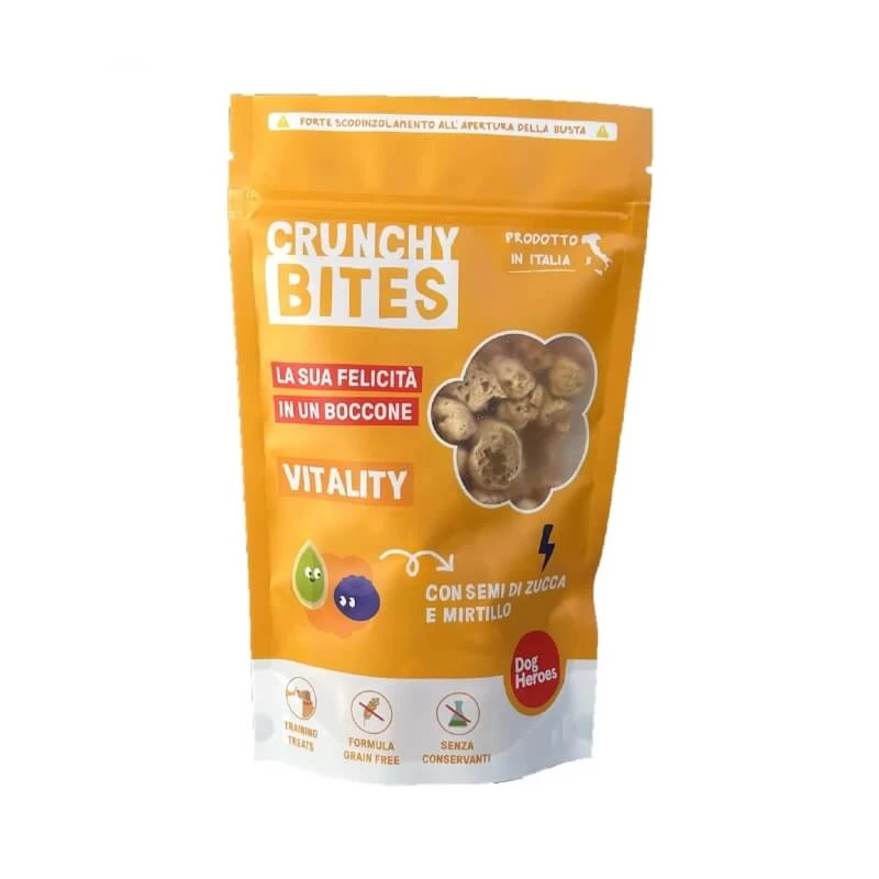 Hundehelden Crunchy Bites Vitality - Snacks für Hunde Kürbiskerne und Heidelbeeren 80 gr