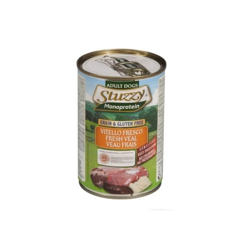 Schesir Stuzzy Monoprotein frisches Kalbfleisch - Alleinfuttermittel für ausgewachsene Hunde 400 gr