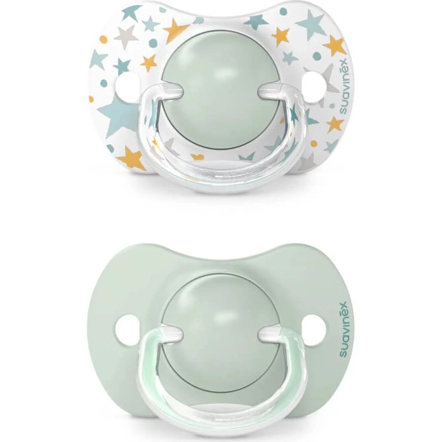 Suavinex dreams - 2 suzete din silicon 6-18 luni - albastru deschis