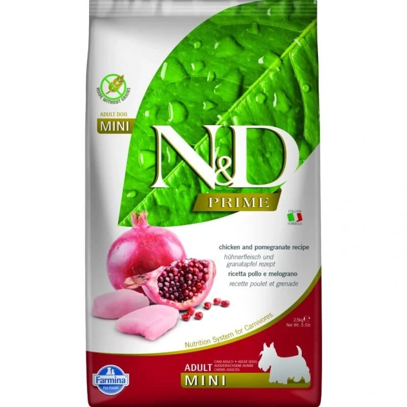 Farmina N&d prime adult mini mit Huhn und Granatapfel - Alleinfuttermittel für Hunde 2,5 kg