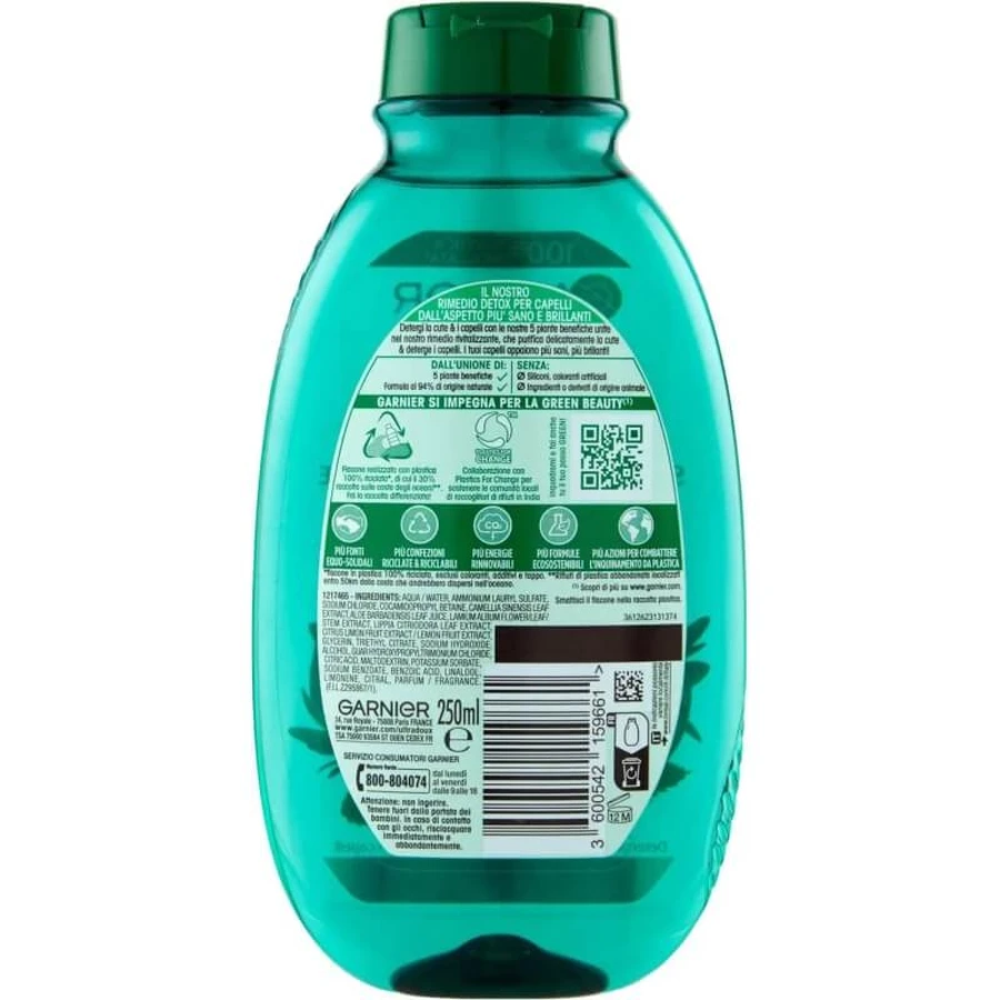 Garnier ultra sweet green tea &amp ; 5 plantes bénéfiques - shampooing pour cheveux normaux 250 ml