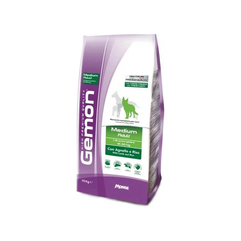 Gemon medium adult Lamm und Reis - Trockenfutter für Hunde 15 kg