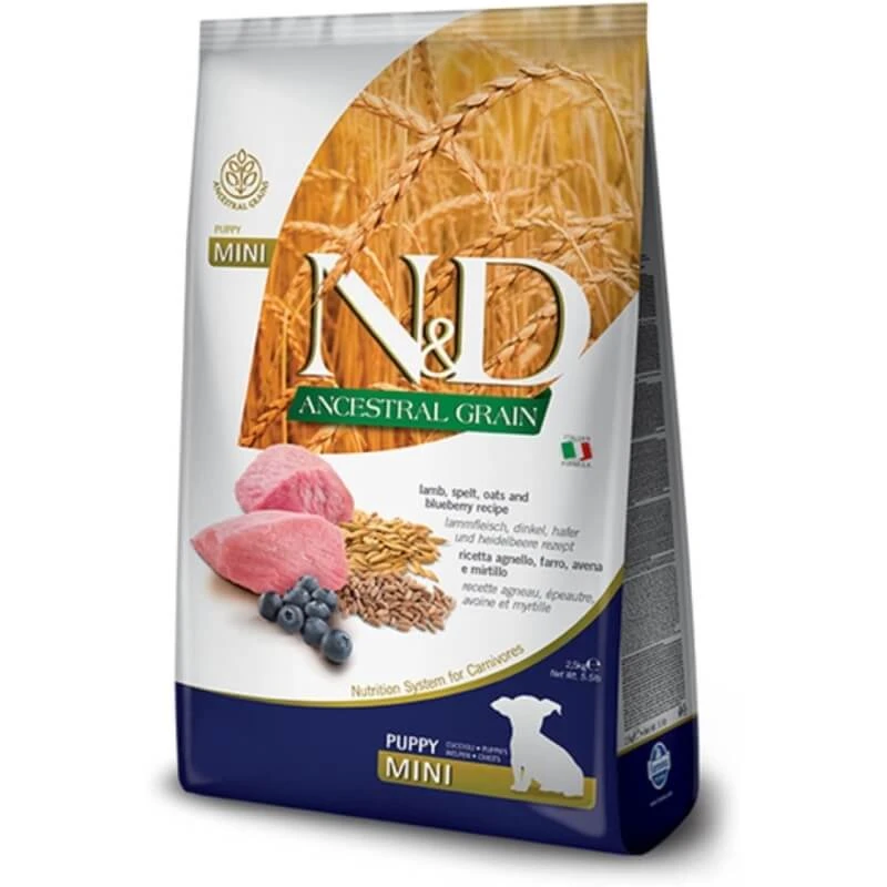 Farmina N&d ancestral grain puppy mini all'lamb and blueberry - Alleinfuttermittel für Hunde 800 gr