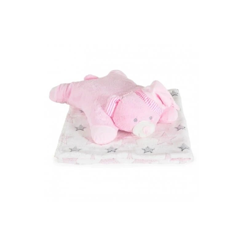 Cangaroo Newborn Geschenkset - weiche Fleece-Decke und rosa Teddybär-Kissen