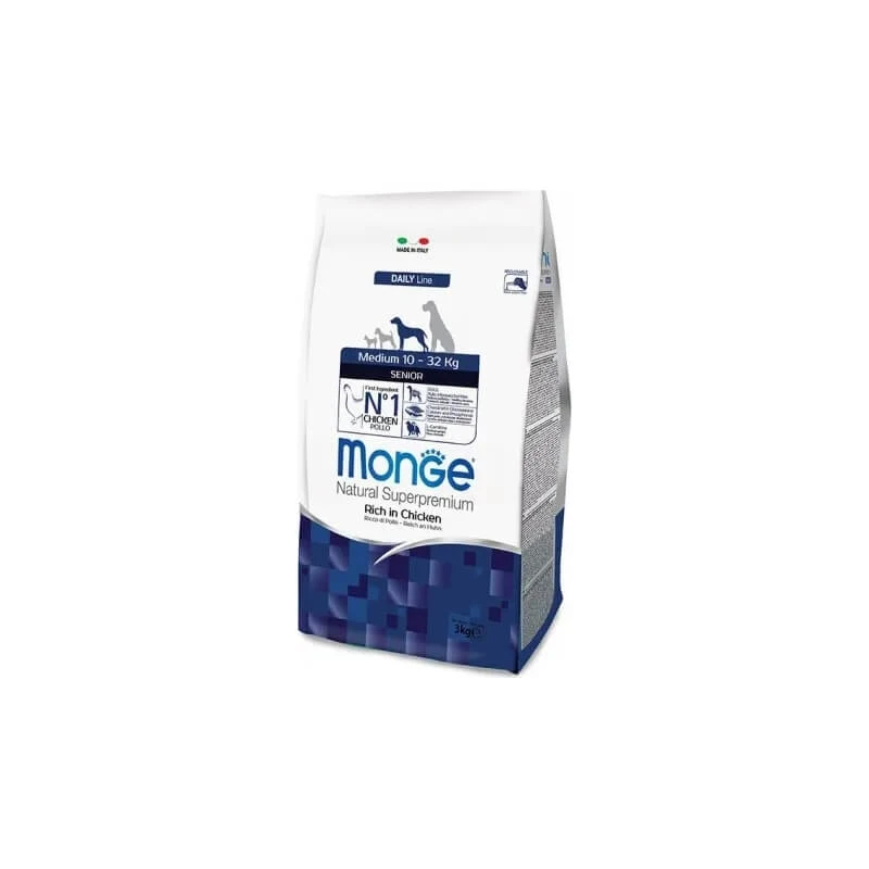 Monge Natural Superpremium Senior Medium Rich Huhn Trockenfutter Hundefutter 3 kg