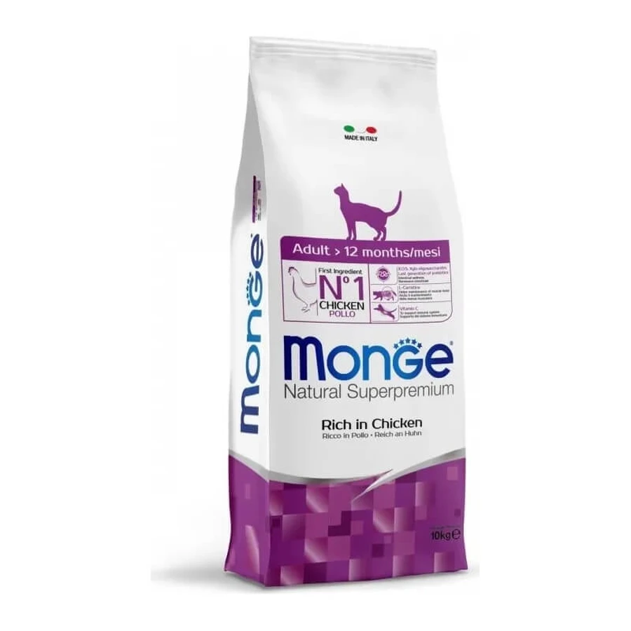 Monge Natural superpremium adulți - hrană uscată pentru pisici bogată în pui 10 kg.