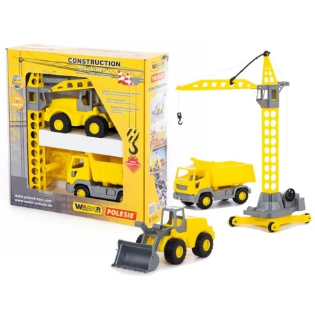 Moni trade Bouwplaats set met kraan shovel bouwvoertuigen