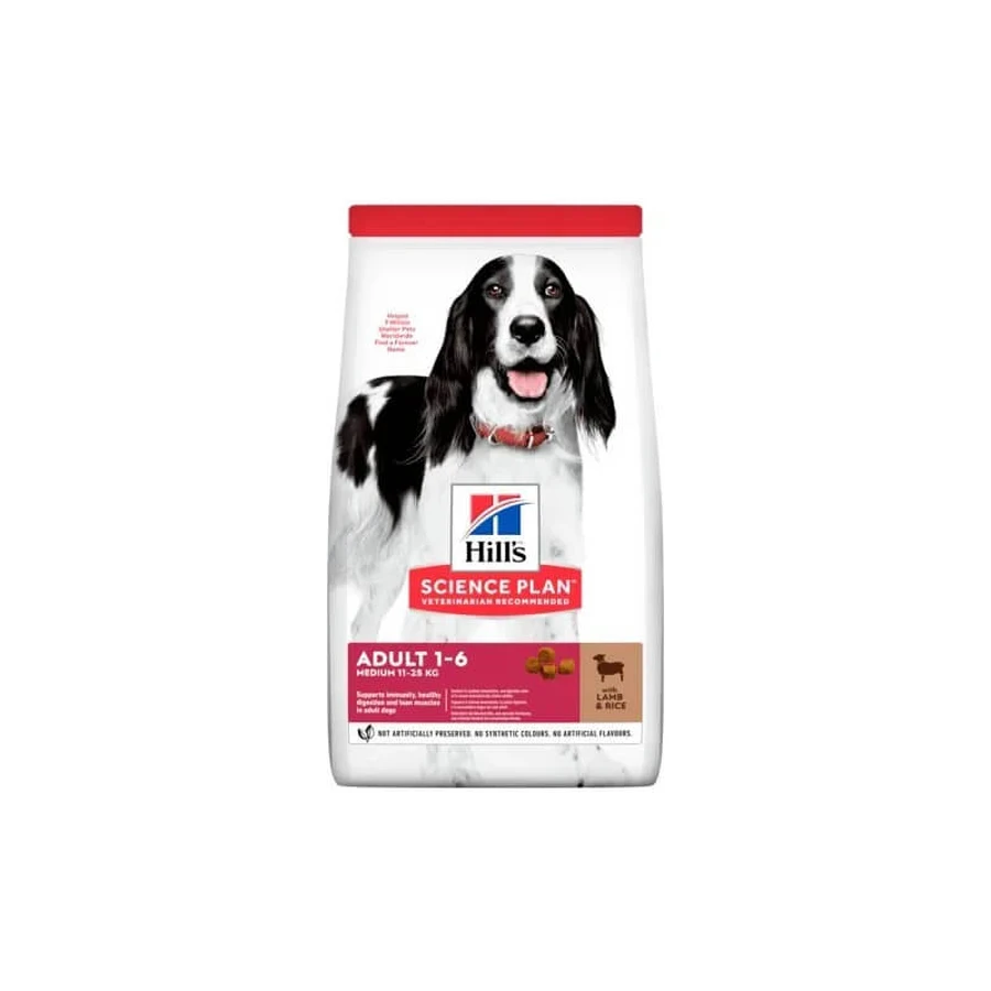 Hill's Medium adult - alimento seco para perros de 1 a 6 años con cordero y arroz 2,5 kg