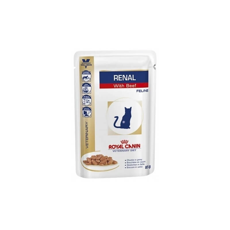 Royal canin veterinary diet renal beef - Nassfutter für Katzen 12 Beutel à 85 g