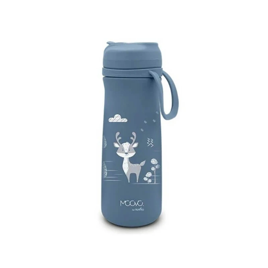 Nuvita Moovo - bouteille d'eau thermale en acier inoxydable avec paille et bec rétractable, bleu 500 ml