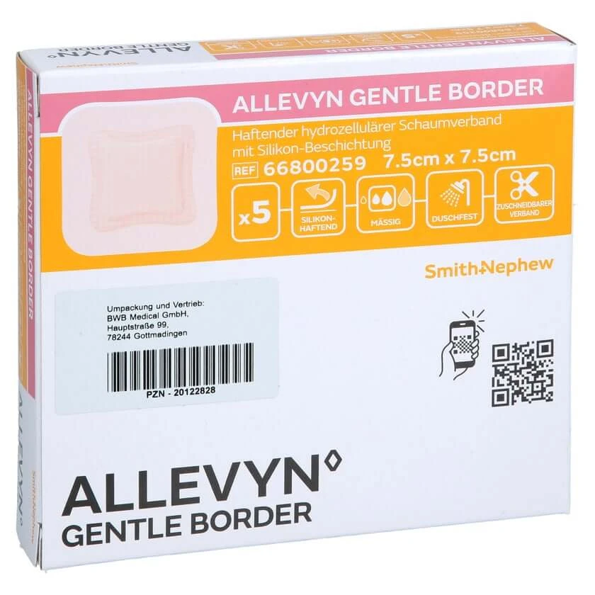 Allevyn Gentle Border 7,5x7,5 Cm Schaumverb. 5 St