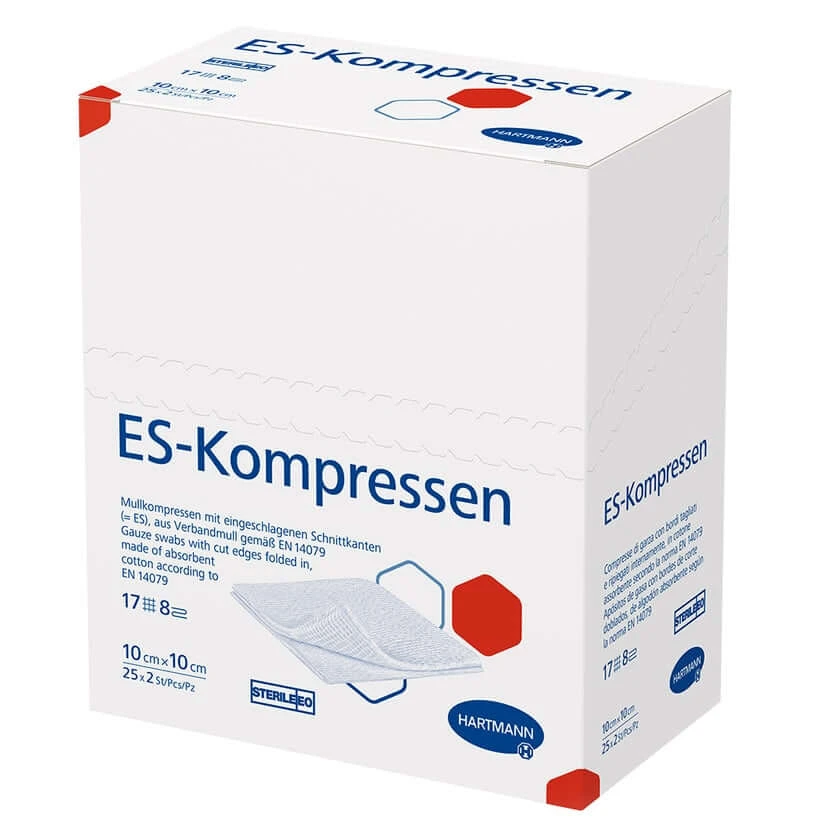 Hartmann ES Mullkompressen steril 10 x 10 cm, 17-fädig, 8-fach 25X2 St