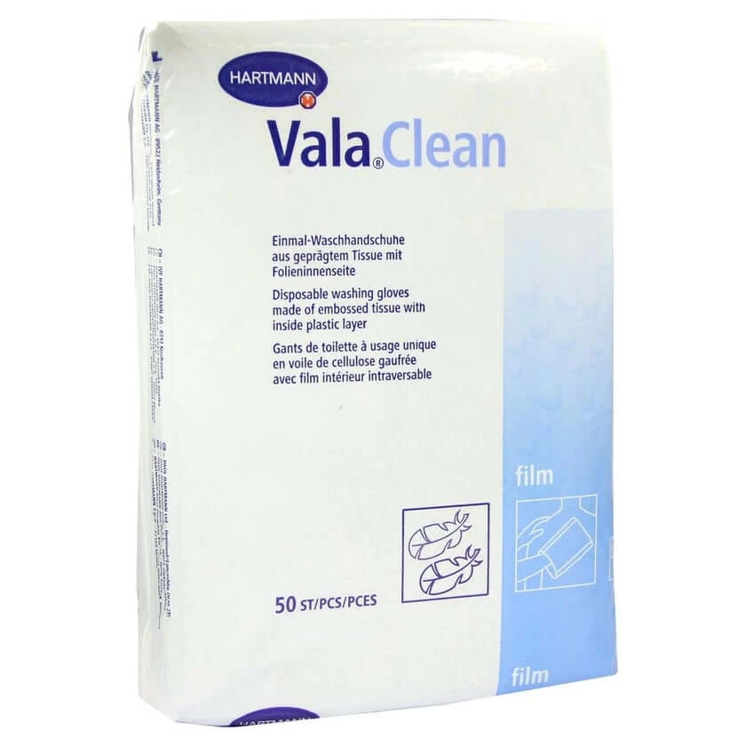 Hartmann ValaClean film Einmal-Waschhandschuhe, 23,5 x 15,5 cm, foliert 50 St
