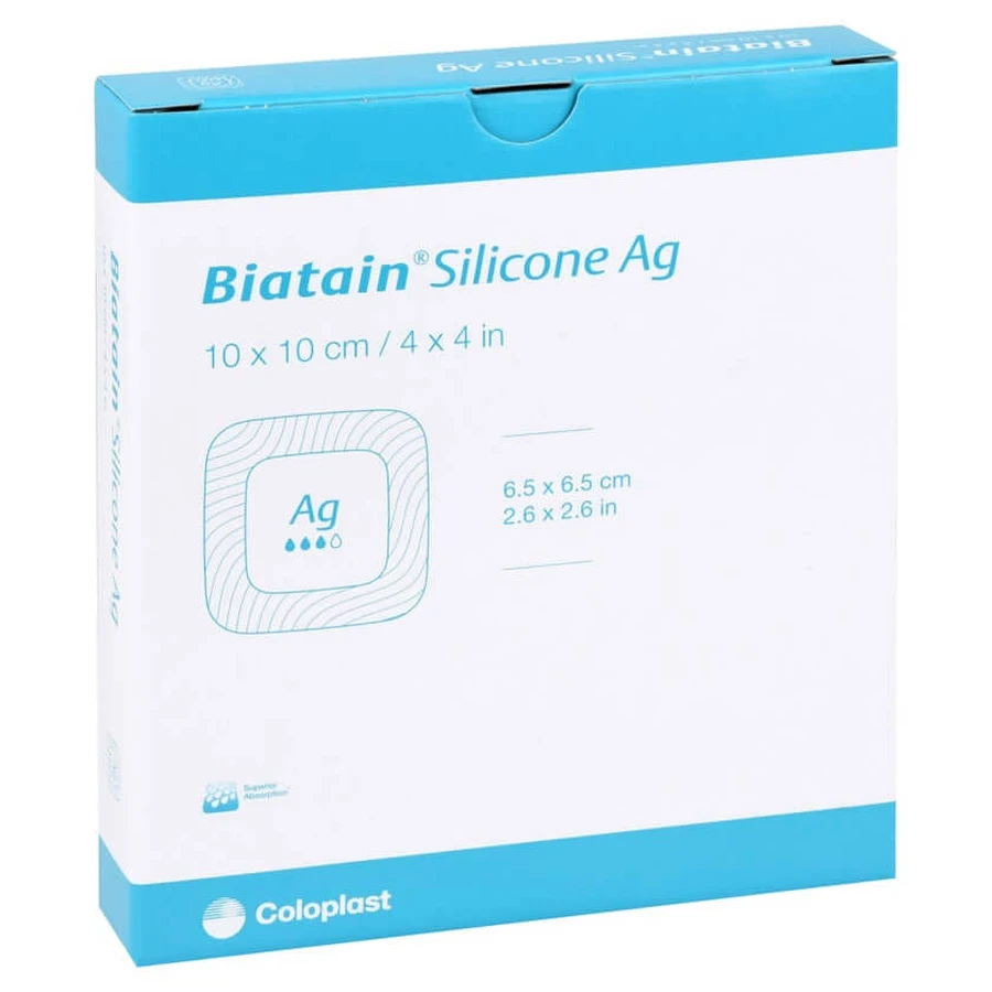 Biatain silicon Ag spumă pansament 10x10 5 buc