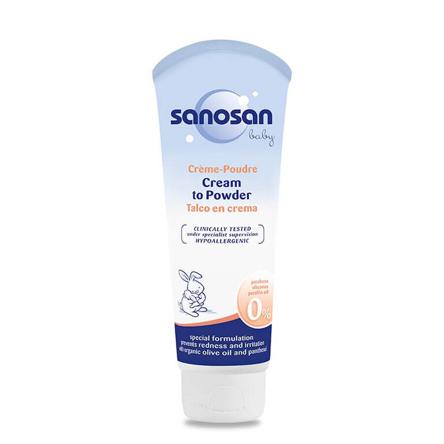 Crema de scutec pudra cu ulei de masline si panthenol, +0luni, 100ml, Sanosan