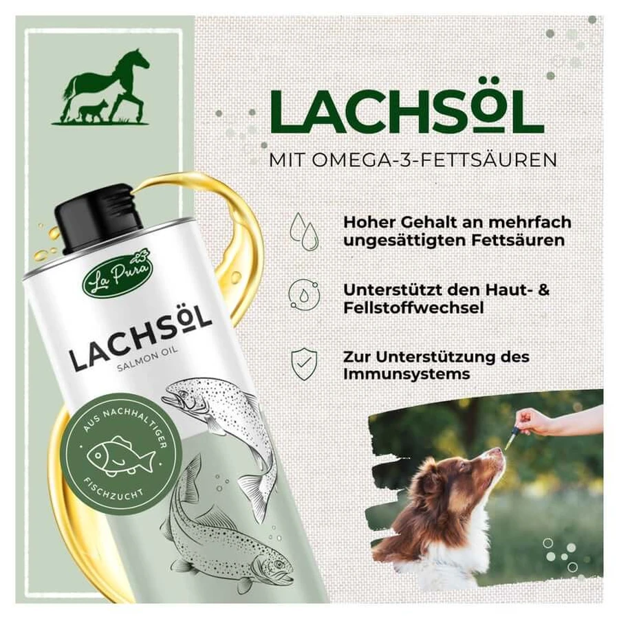 La Pura Lachsöl Hunde, Katzen und Pferde 1 l