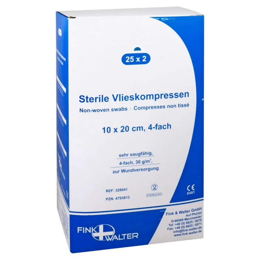 Vlieskompressen Steril 10x20 cm 4fach 25X2 St