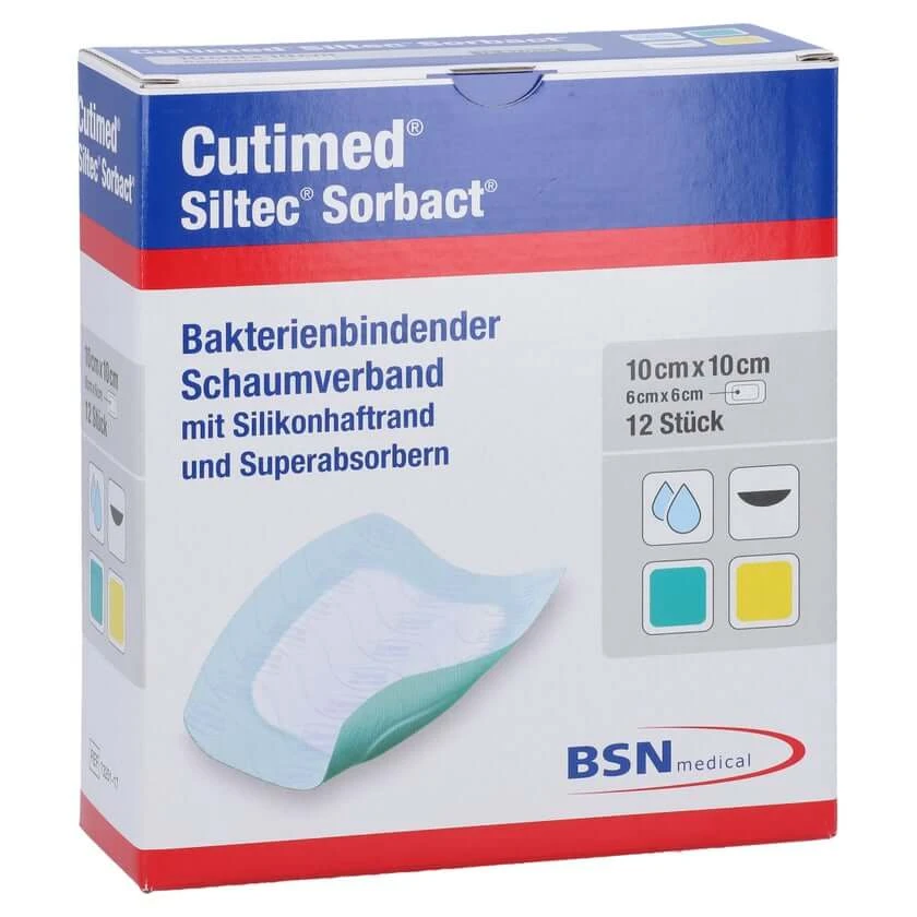 Cutimed Siltec Sorbact PU-Verb.10x10 cm 12 St