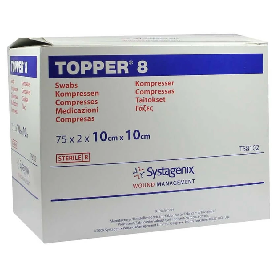 Topper 8 comprese 10x10 cm sterile 75X2 buc
