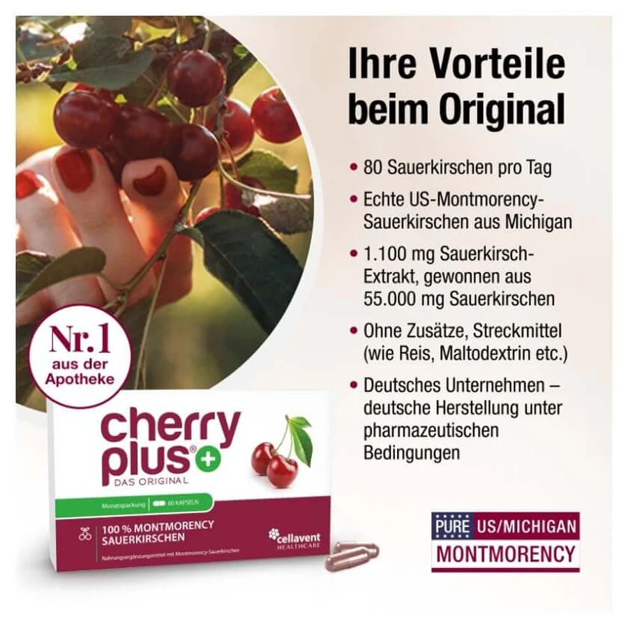 Original Montmorency Sour Cherry Capsules - Cherry PLUS® 180 Capsules
