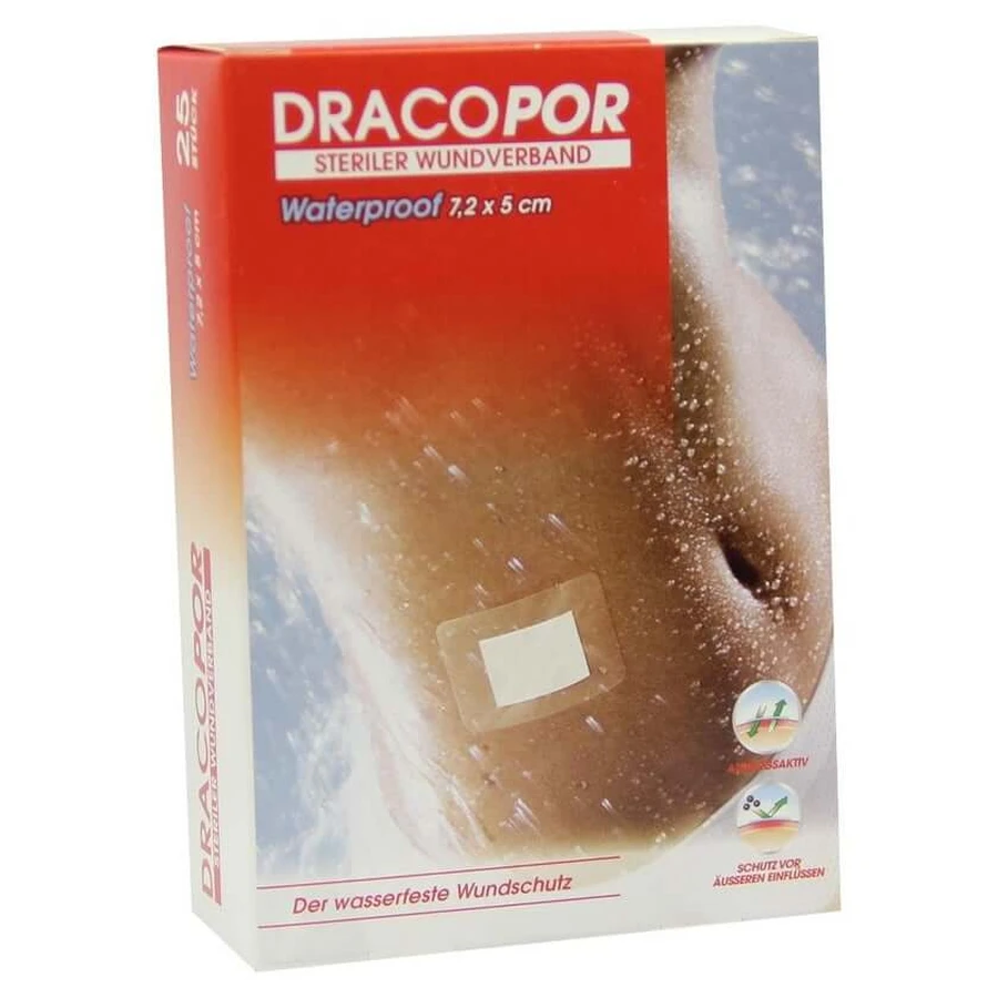 DracoPor Waterproof Wound Dressing 5x7.2cm sterile 25 pcs.