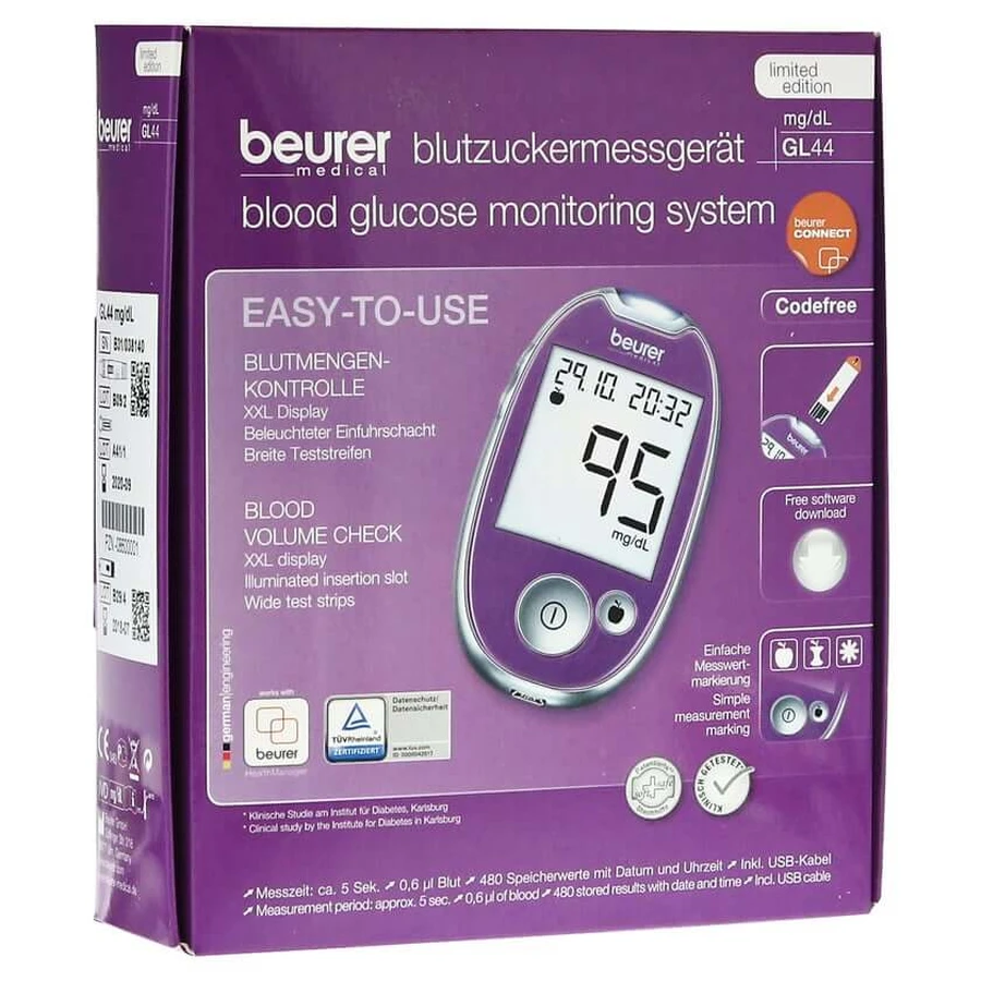 Beurer GL 44 mg/dl glucometru Purple / Lila 1 buc