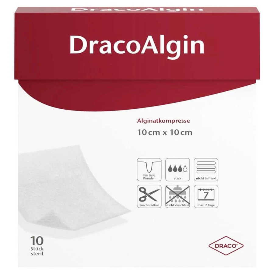 Dracoalgin 10x10 cm compresă de alginat 10 buc
