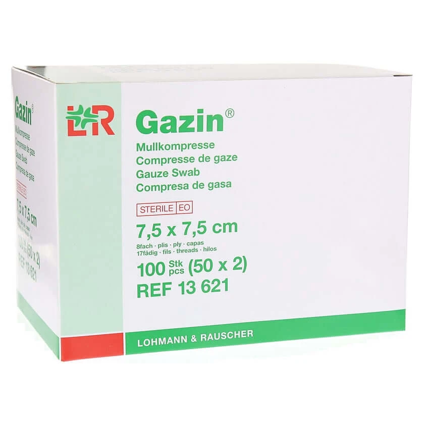 Gazin Mullkompressen 7,5x7,5 cm steril 8fach 50X2 St