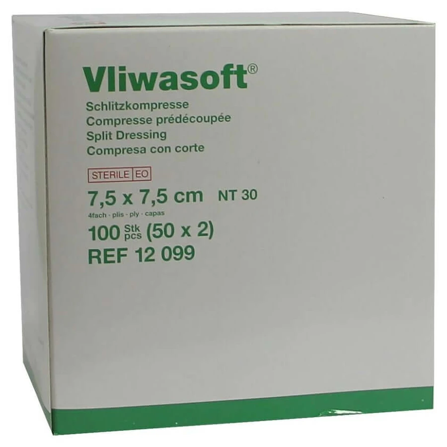 Vliwasoft kompresy szczelinowe 7,5x7,5 cm s 50X2 szt.: ceny i cechy