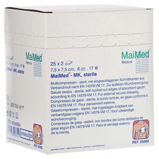 Compresas de gasa 7,5x7,5 cm estériles 8 pliegues 25X2 uds.