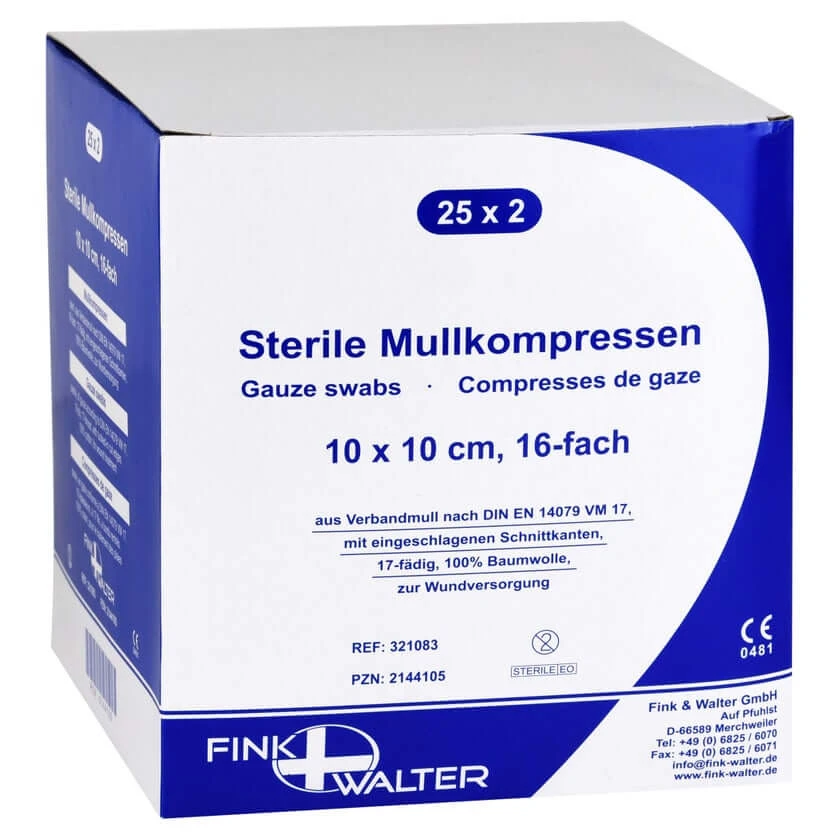 Mullkompressen 10x10 cm steril 16fach 25X2 St