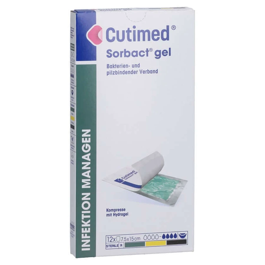Cutimed Sorbact Gel Kompressen 7,5x15 cm 12 st.