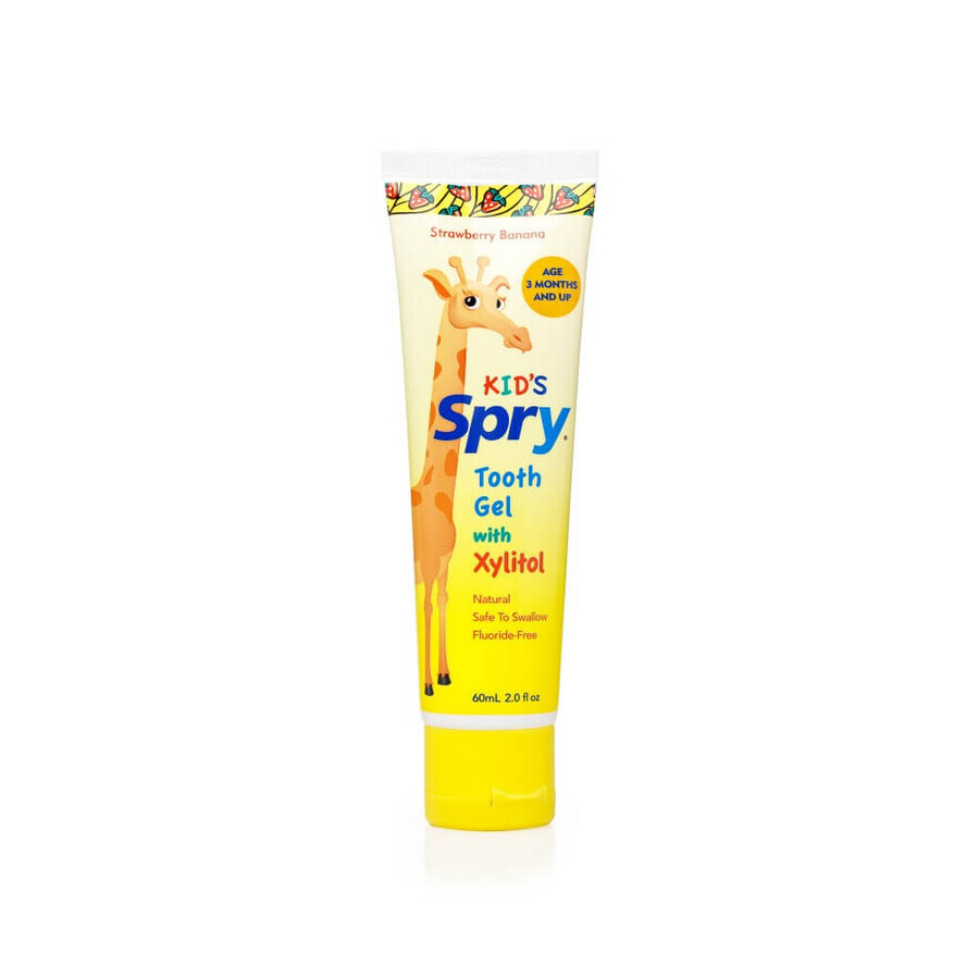 Gel gingii/dinti pentru bebelusi cu xylitol, SPRY, aroma capsuni si banane, 60 ml