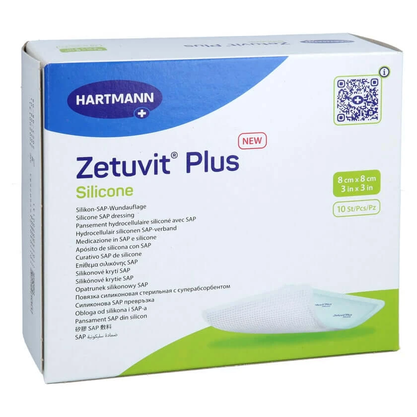 Zetuvit Plus Silicone steril 8x8 cm 10 St